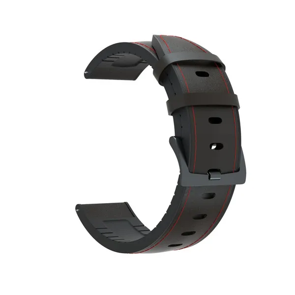 Черный 22 мм силиконовый+ кожаный ремешок браслет для huawei Watch GT GT2/Amazfit GTR 47 мм умный ремешок для часов с черной пряжкой браслет - Цвет: Черный