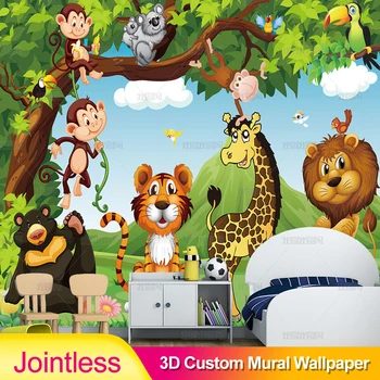 

Jointless Custom Mural Wallpaper 3D Cartoon Animal World Children Kids Bedroom Backdrop Wall Painting Eco-Friendly Wallpaper