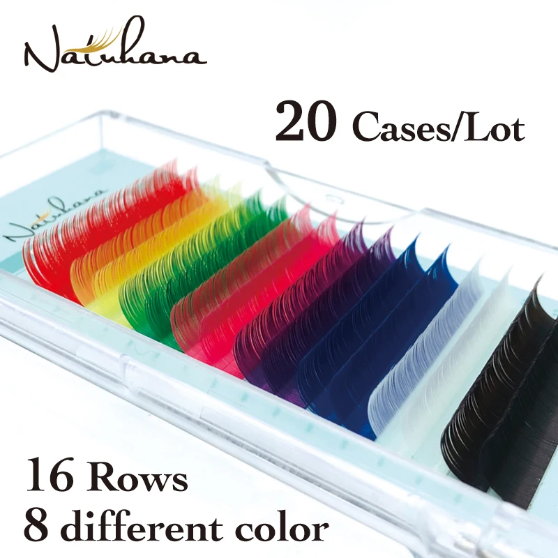 

NATUHANA 20Cases/Lot Mix Color BCD Curl Eyelash Extensions Premium Individual Mink Natural Soft Lashes Rainbow Colored Eyelash