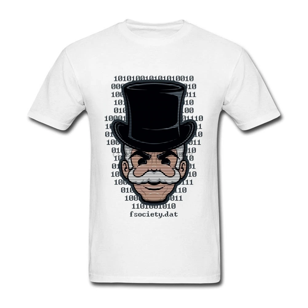 Mr. Robot Mask Hacker T Shirts Men Fashion Fsociety Printed T-shirt Summer Short Sleeve Cotton TV Show Logo Tops | Мужская одежда