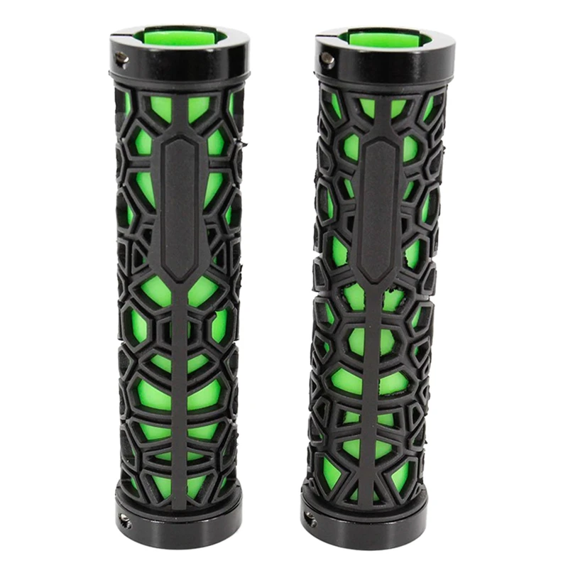 

Bicycle Lock on Comfort Rubber Handle Grips Bike Handlebar Grips(Black and Green)