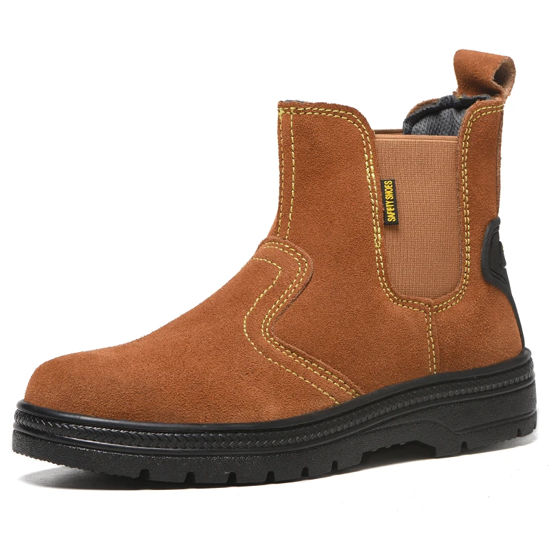 

Мужские модные защитные ботинки челси большого размера, ботинки из коровьей замши и кожи для сварщика, рабочие ботильоны, защитные ботинки
