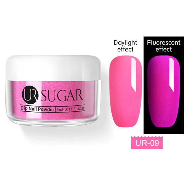 Fluorescence 9 Ur Sugar 5 мл флуоресцентный неоновый Dip порошок для ногтей голографический градиентный блеск пигмент погружающийся порошок для ногтей украшения ногтей DIY - Цвет: Fluorescence 9