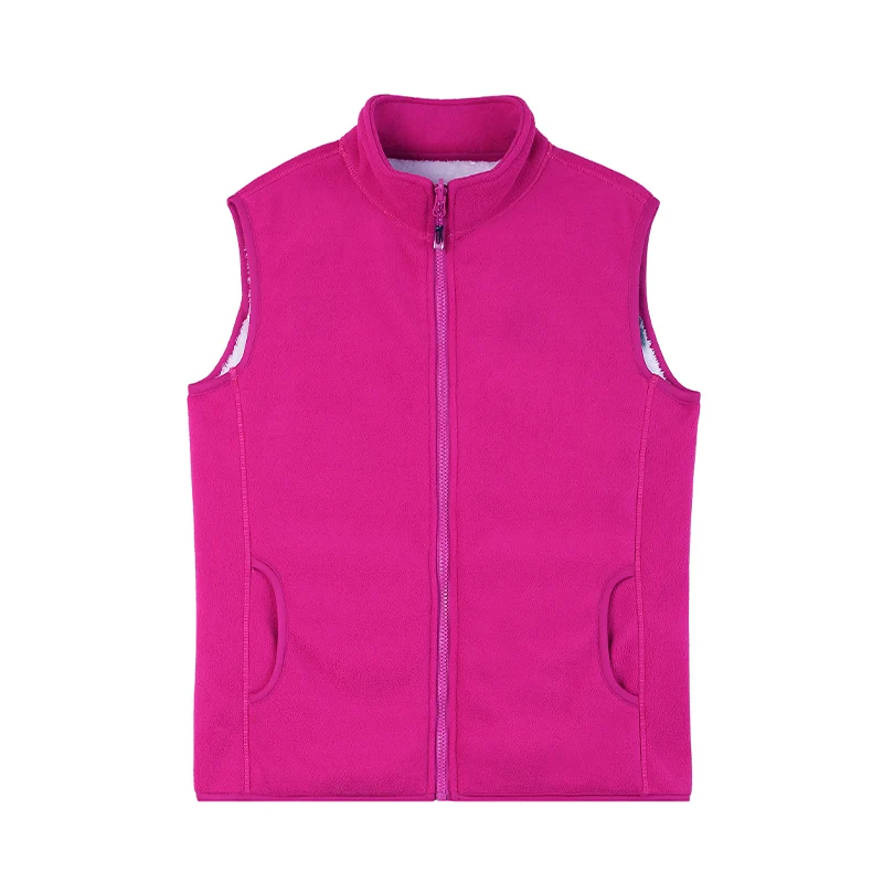 New Women'S Autumn Winter  Thickened Fleece Vest Lady Single Wear, Sleeveless Plush Zipper Stand Collar Cardigan Coat