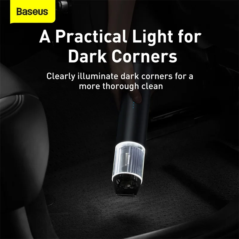 Baseus Car Vacuum Cleaner Wireless Vacuum Cleaner 15000Pa with LED Light for Home PC Cleaning Portable Handheld