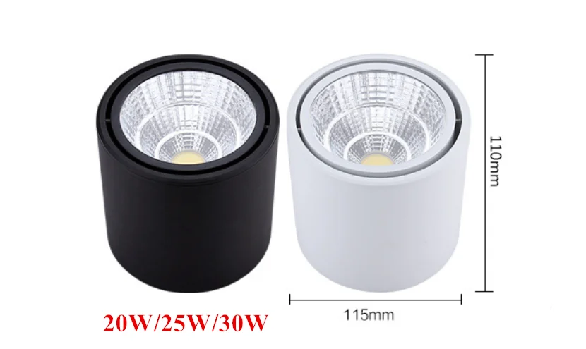 Dimmable LED downlight COB spotlight AC85-265V 7W9W12W15W20W25W adjustable angle aluminum surface mounted light indoor lighting gold ceiling lights