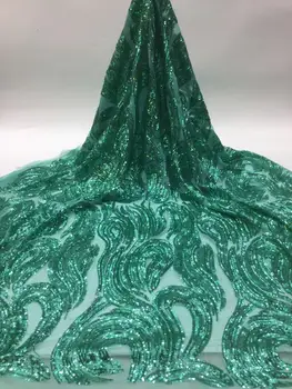 

newest style sequin lace Modern design French net lace fabric African sequins lace embroidery tulle lace fabric for party dress