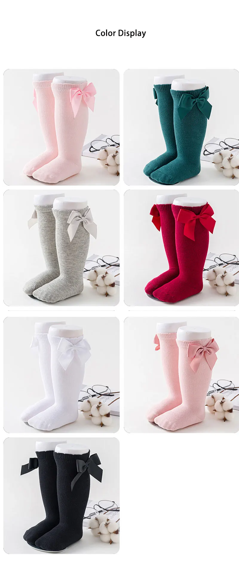 Носки для новорожденных девочек новые детские носки гольфы с большим бантом для маленьких девочек, мягкие хлопковые кружевные детские носки