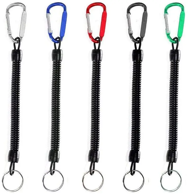 

Stretchy Spiral Keyring Carabiner Spiral Retractable Coil Spring Key chain Theftproof Anti-Lost Stretch Cord Safety Key Ring