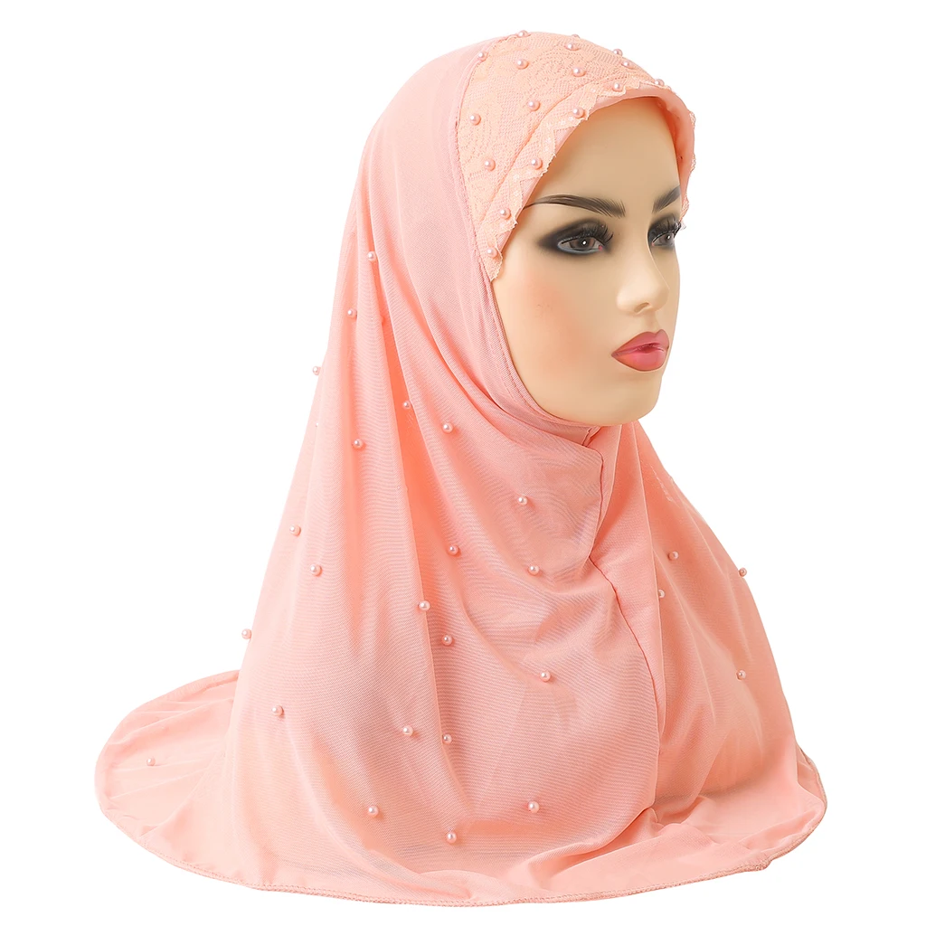 Muslim Al amira Hijab Two Layers Net Material with Beads