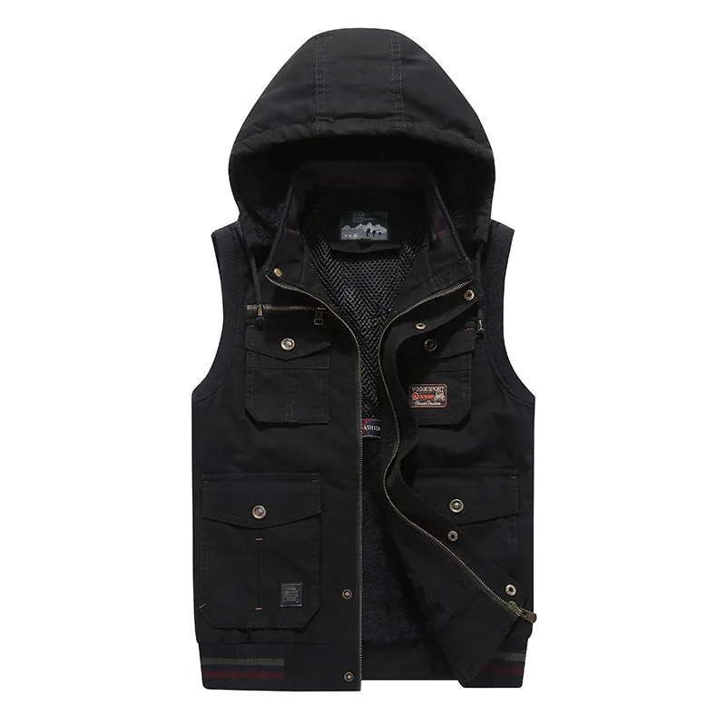

Autumn New Style Men Brushed And Thick Loose-Fit Waistcoat Large Size Outdoor Multi-kou dai Pure Cotton Vest 8607-