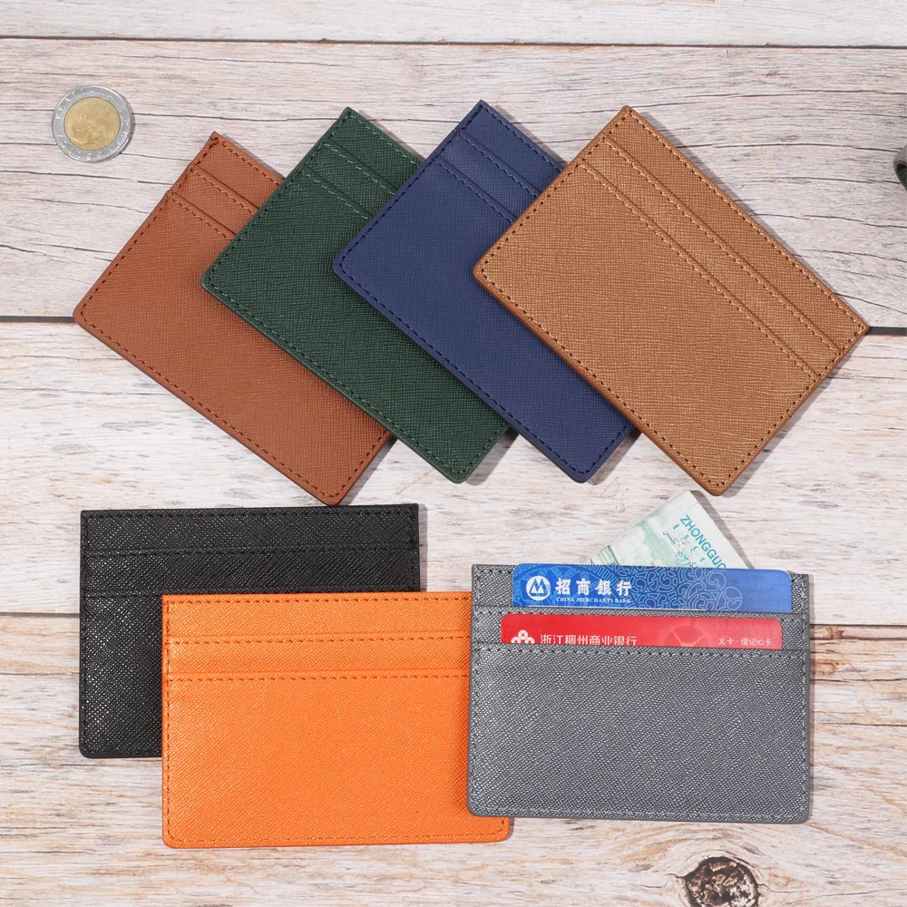 Tarjetero delgado de doble cara para tarjetas de identificación y crédito, estuche para monedas, organizador de billetera, accesorios de viaje de negocios