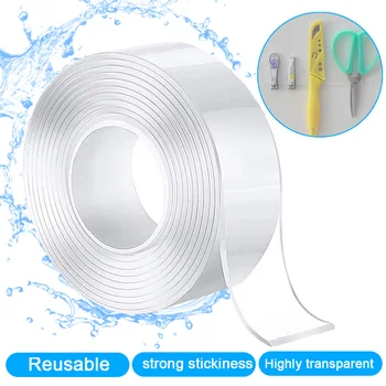 

1/2/3/5m Reusable Thick Double-Sided Adhesive Tape Strong Nano Magic Tape Kitchen Traceless Waterproof Sticker Magic Glue Loop
