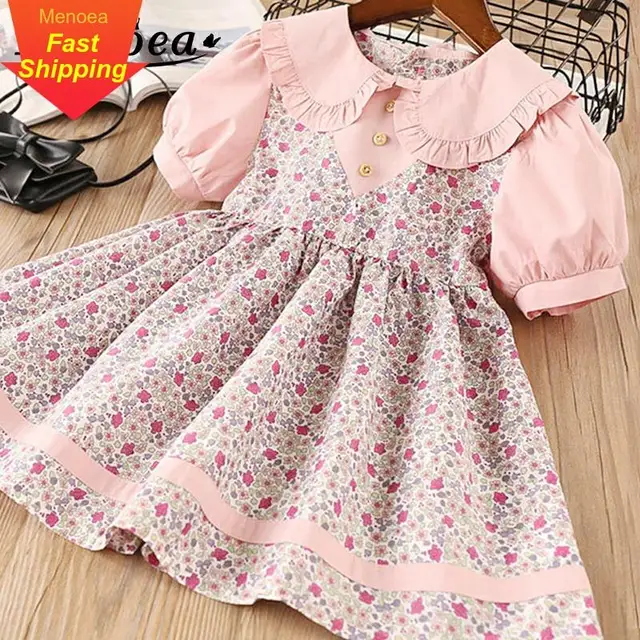 Menoea Children Summer Dress 2020 European And American Style Sleeveless Pattern Printed Kids Dress 4-14Y Girls Princess Dress