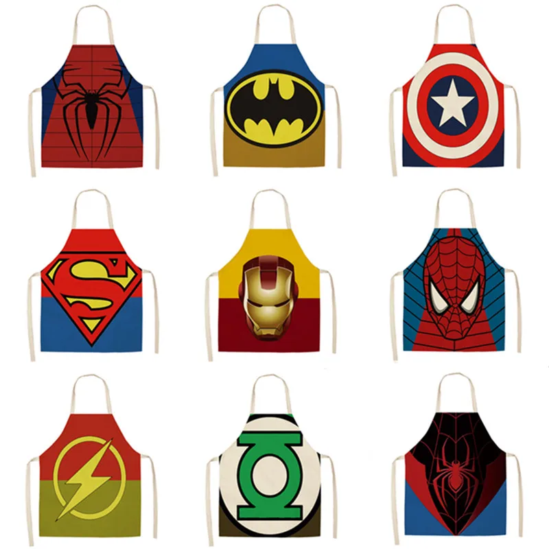 

Superman Child Kitchen Apron American Cartoon Superman Printed Sleeveless Cotton Linen Aprons for Men Women Home Cleaning Tools