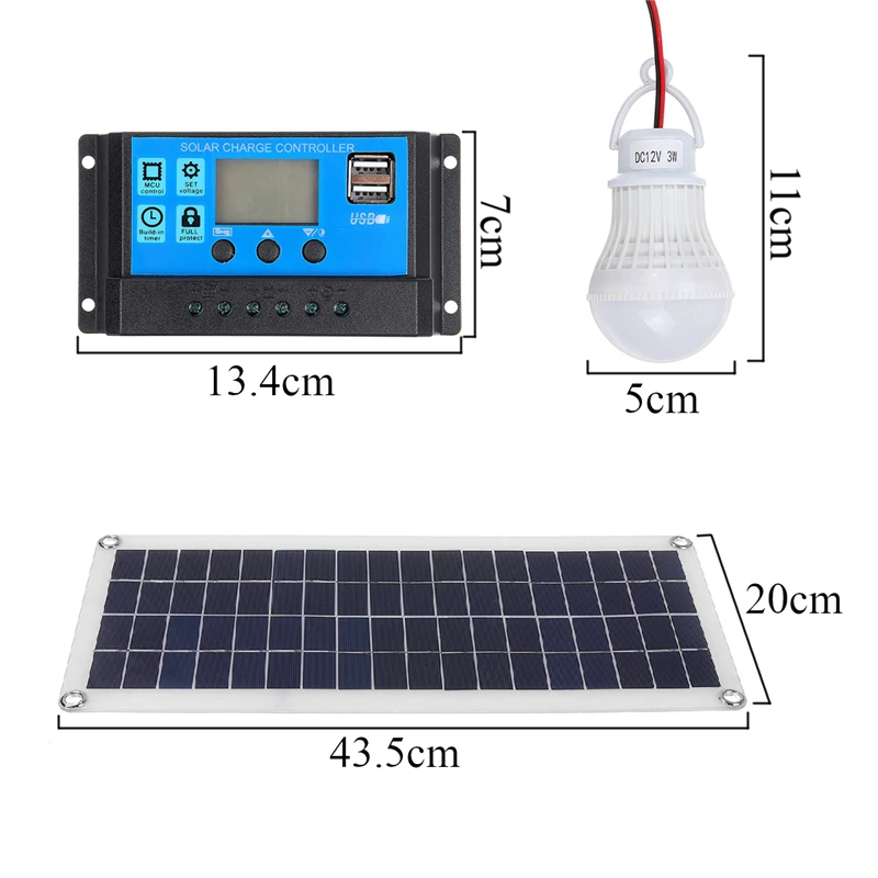 KINCO 25W Панели солнечные 18V+ 12/24V 10A USB контроллер+ 1 шт. 3W 12V Светодиодный светильник на солнечной батарее Зарядное устройство Батарея для автомобилей Boat Солнечный Системы наборы