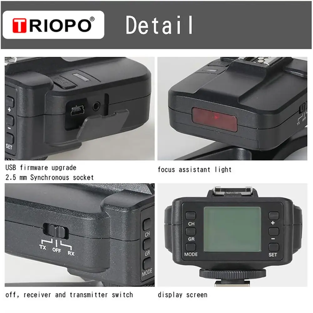 Adequado para Triopo 2.4g sem Fio Triopo Flash Gatilho Receptor Tr-982iii r1 G1800 Tr-950ii F1-200 g2 - Image 3