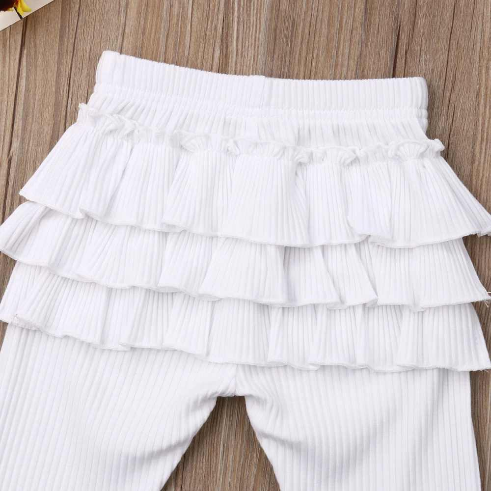 Pudcoco/штаны с оборками; От 0 до 3 лет леггинсы для маленьких девочек; длинные штаны; хлопковые брюки с эластичной резинкой на талии