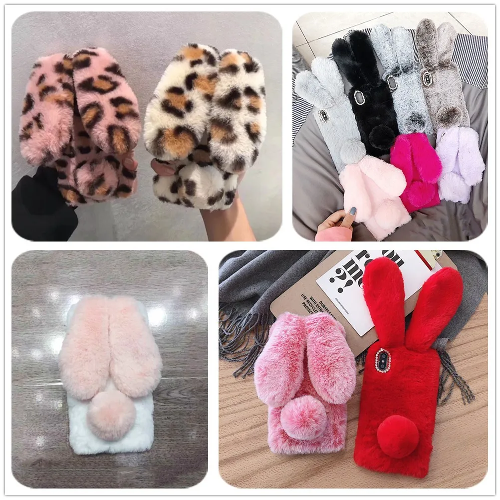 

Rabbit Fur Case for Samsung galaxy A20 A30 A10 A50 A70 A7 2018 A750 A6 Plus A8 A5 J4 J6 J8 Grand Prime G530 G531H Bunny Case