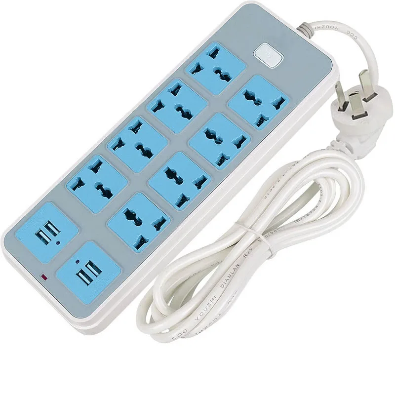 AU 10A Plug AU, UK, EU вилка к универсальной розетке питания 10А, 2500 Вт, удлинитель, 4USB зарядка, enchufe, универсальный адаптер для ЕС, AU, UK вилка - Цвет: AU 10A Plug