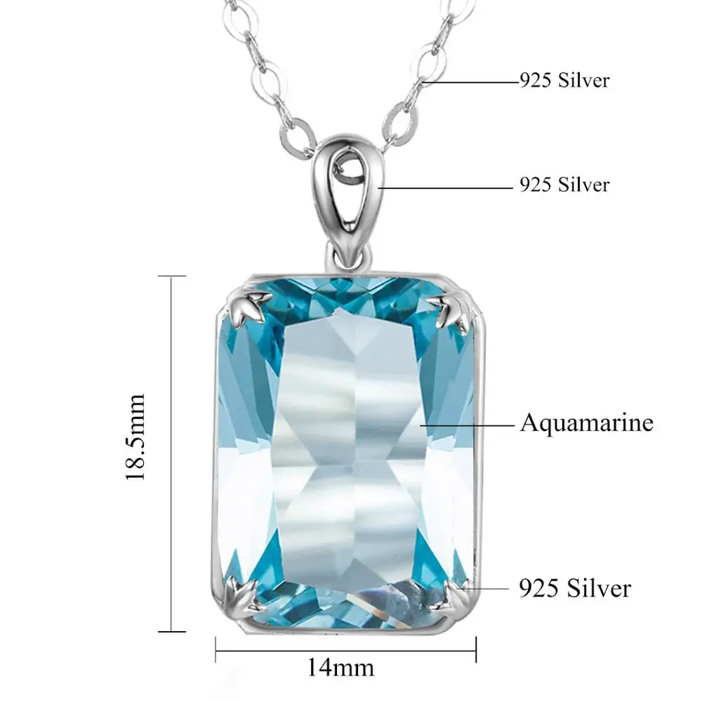 Szjinao Real 925 Sterling Silver Aquamarine Pendant For Women Gemstone Necklace Pendants Viking Handmade Undefined Fine Jewelry pendant necklace silver necklace silver pendant silver necklace charms