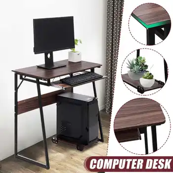 

Modern Wood Desktop Computer Desk With Keyboard Tray PC Laptop Desk For Study Student Writing Table Home Office Work Furniture