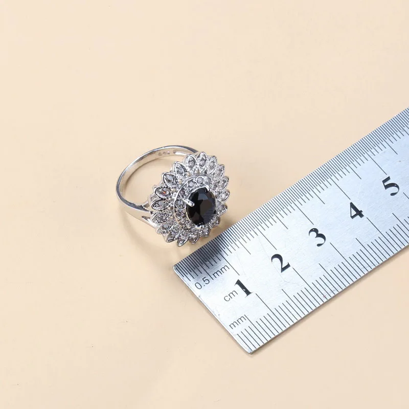 Occident Style Big Jewelry Sets 925 Silver Fashion Vintage Zircon Clip Earrings Necklace And Pendant Ring Women Gift jewelry set,silver jewelry,silver jewelry set,crystal jewelry set