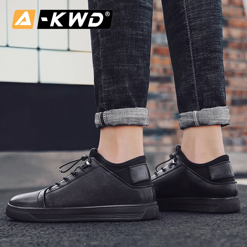 Высокие черные мужские кожаные кроссовки Alzas Para Zapatos на меху; повседневные тонкие спортивные туфли; мужская обувь на подъеме; мужская обувь