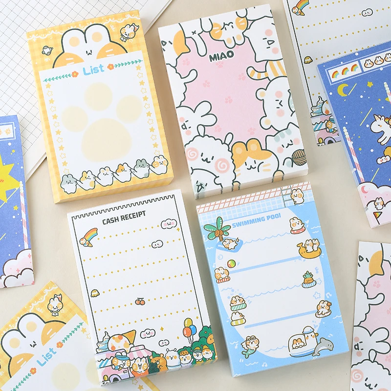 46pcs Rabbit Stickers Kawaii Planner Notes Memo Pads Sale Stationery Hot X8T4 