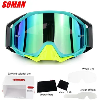 

3 PCS Films+Extra Clear Lens For MX Oculos Helmet Gafas SOMAN SM13 Motocross Goggles Motorcycle casco moto Glasses
