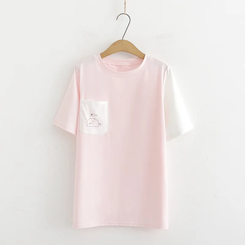  2019 Summer New Style Japanese-style College Style Sweet Cartoon Current Piggy  Printed Short-sleev