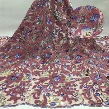 

Latest velve African Lace Fabric 2020 High Quality Net Sequins Lace Fabric Nigerian French Tulle Lace Fabrics For Dress run83-36