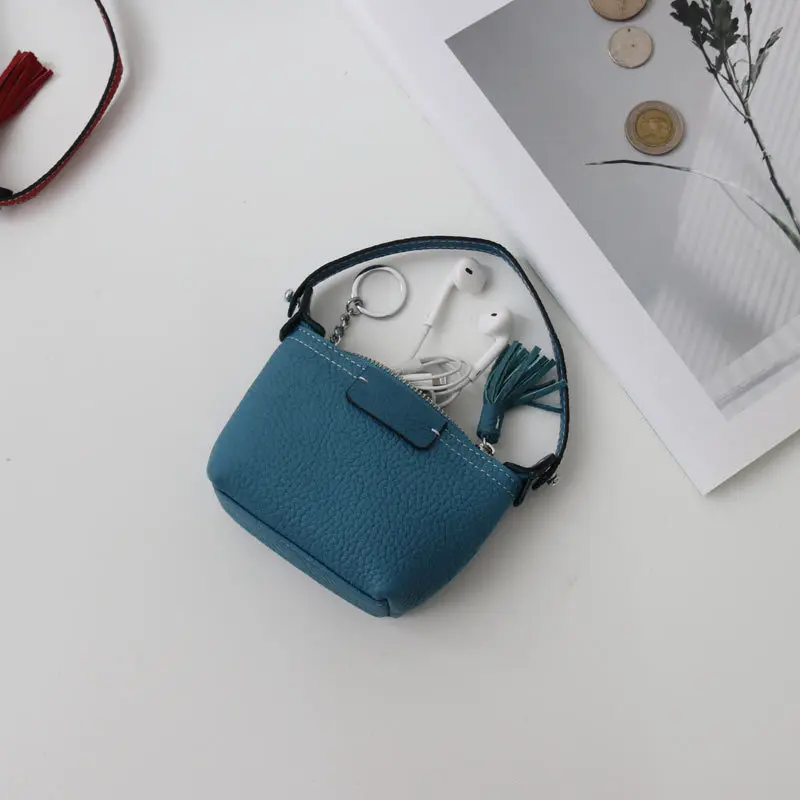 

Compact And Practical Ultra-Mini Lipstick Key xiao gua bao Import Full-grain Leather Mini Purse Women's