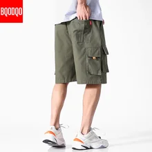 Хлопковые карго бордшорты мужские армейский зеленый Фитнес японский 5XL повседневные короткие штаны черные свободные хип-хоп брюки модные брюки для бега