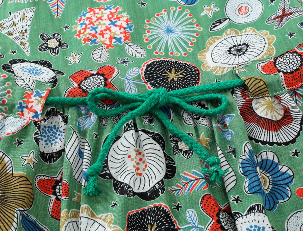 Toddler Baby Kids girls dress Floral Flowers Ruched Strap Summer Princess Dress 2-7 Years old children clothes summer #B