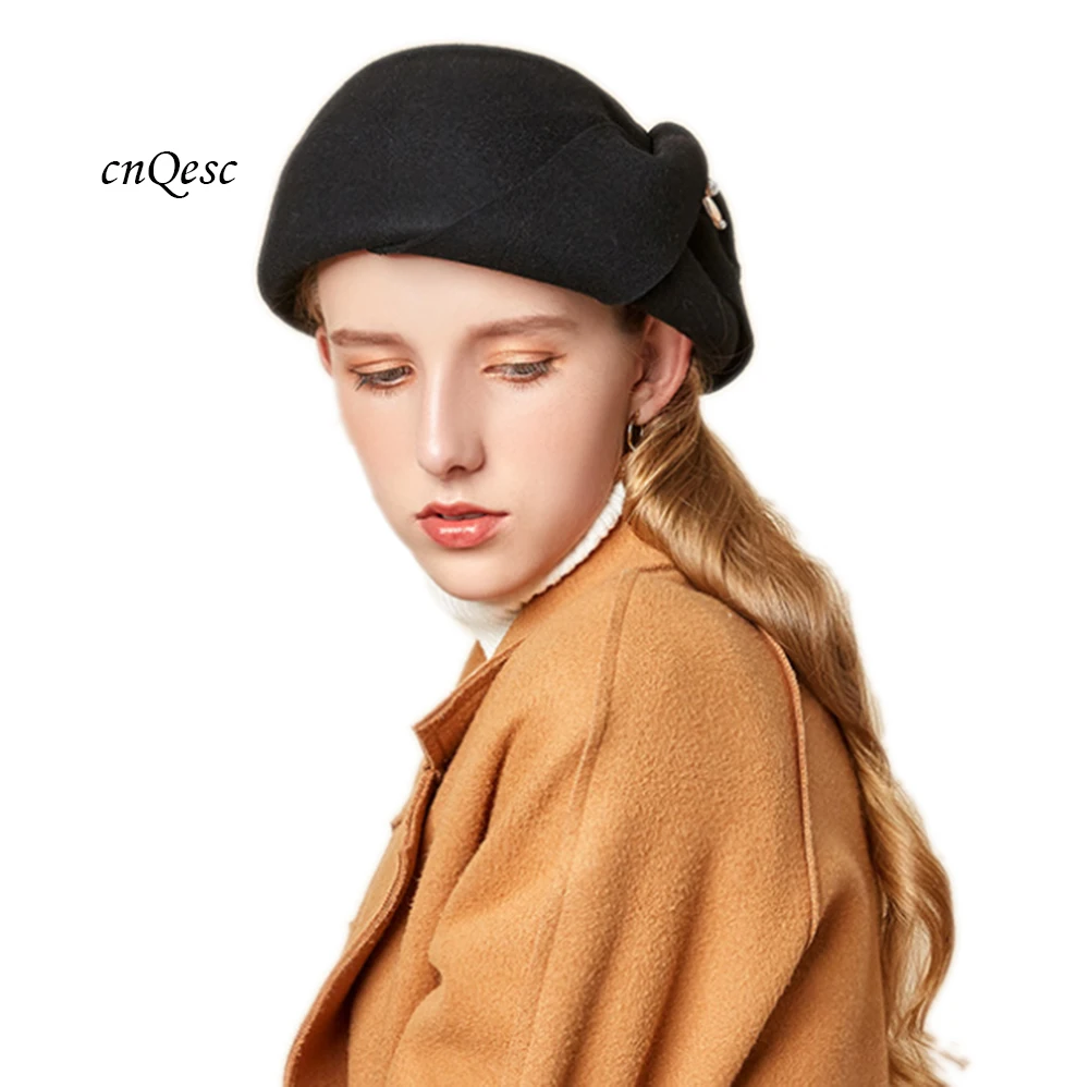 Rusty orange Wool felt hat Beret cap 