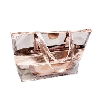 

Fashion Bags For Women Shopper Bag Beach Bags 2020 New 2 Pieces Composite Tote Handbags For Girls Transparent Handbags