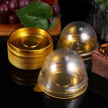 

200pcs Round Shape Mid-Autumn Festival Moon Cake Tray Dessert Box Golden Bottom