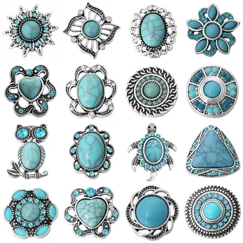 

6pcs/lot New Snap Jewelry 18mm Snap Buttons Mixed Crystal Rhinestone Stone Metal Snaps for Snap Button Bracelet Gift