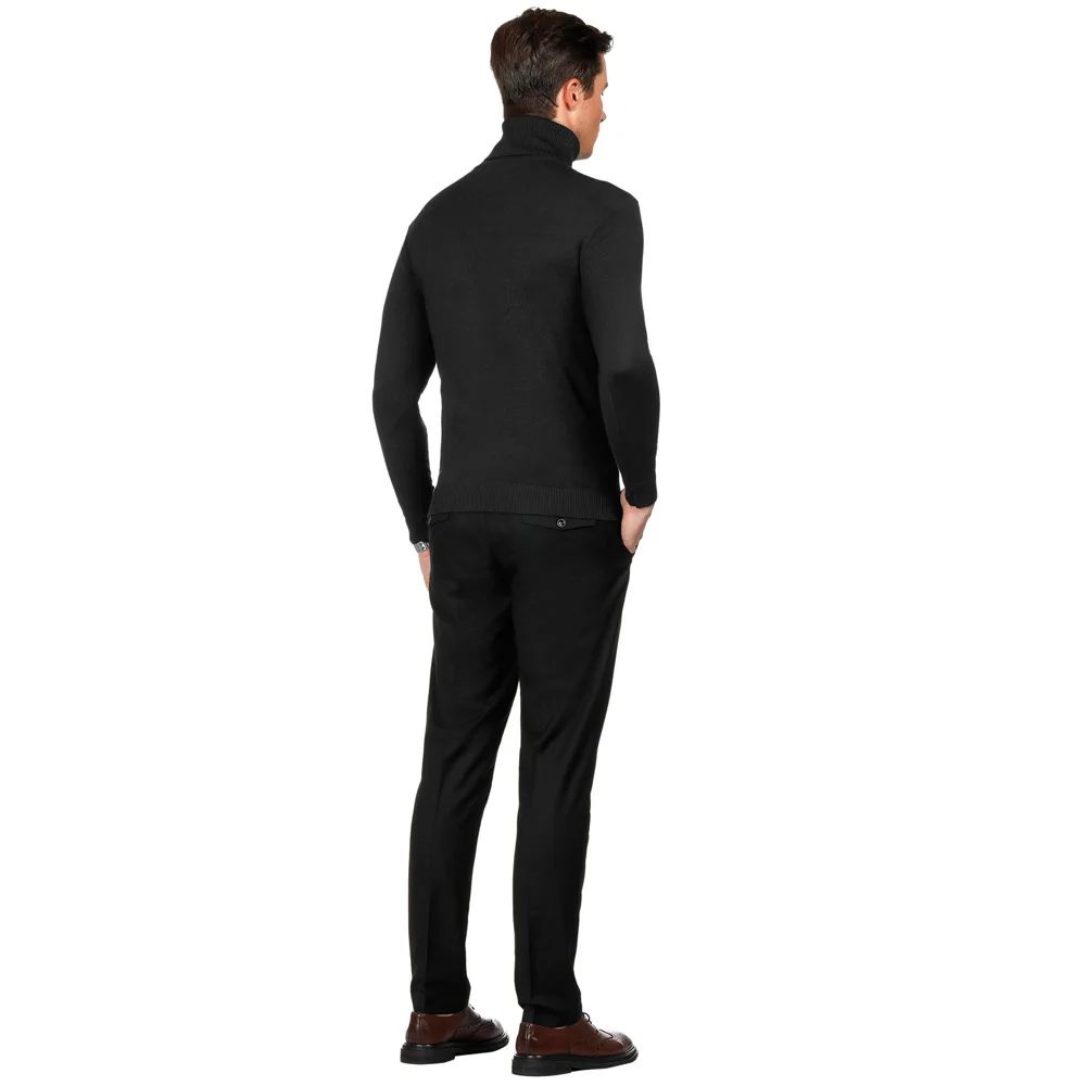 Для мужчин осенне-зимние свитер Slim Fit Классические однотонные ботинки с острым носком Цвет эластичный мягкий длинный рукав водолазка; свитер Термальность трикотажная одежда для детей