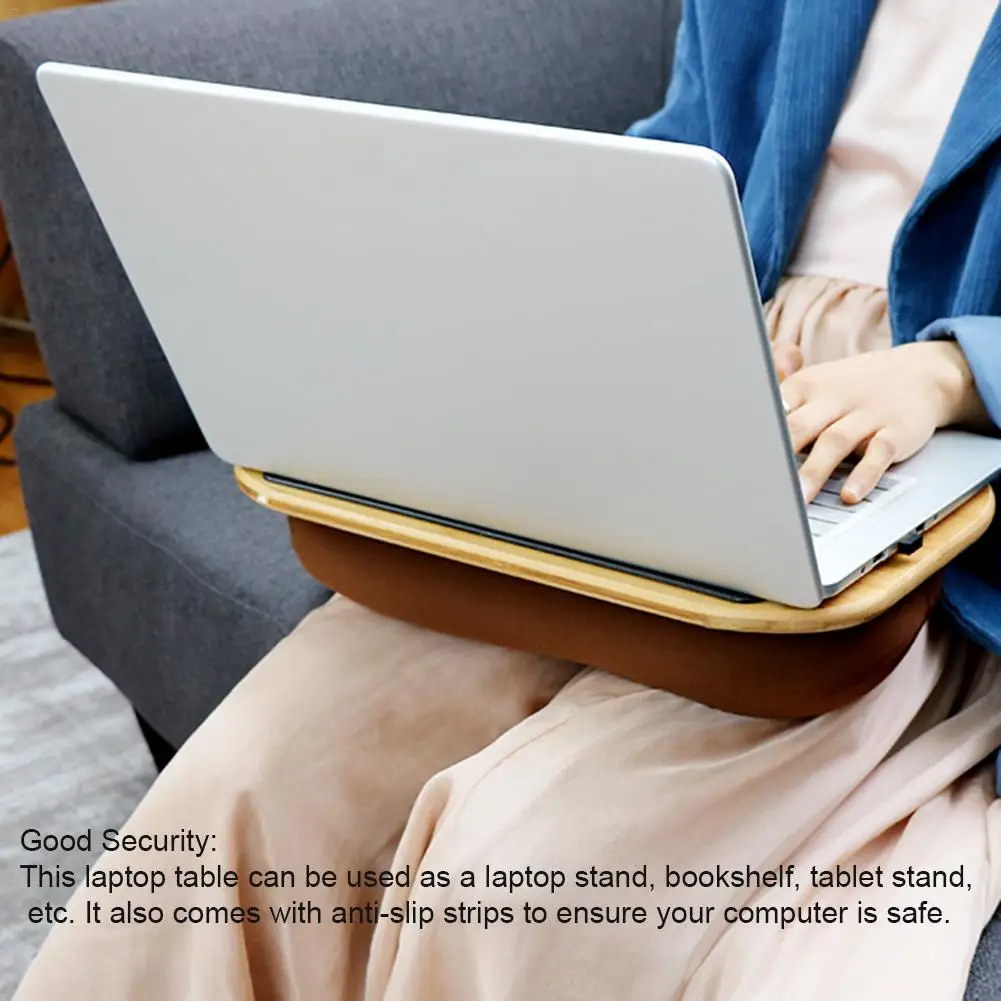  Portable Bamboo Laptop Table Pillow Lap Desk Bookshelf Tray Tablet Stand Handy Learning Desk Holder