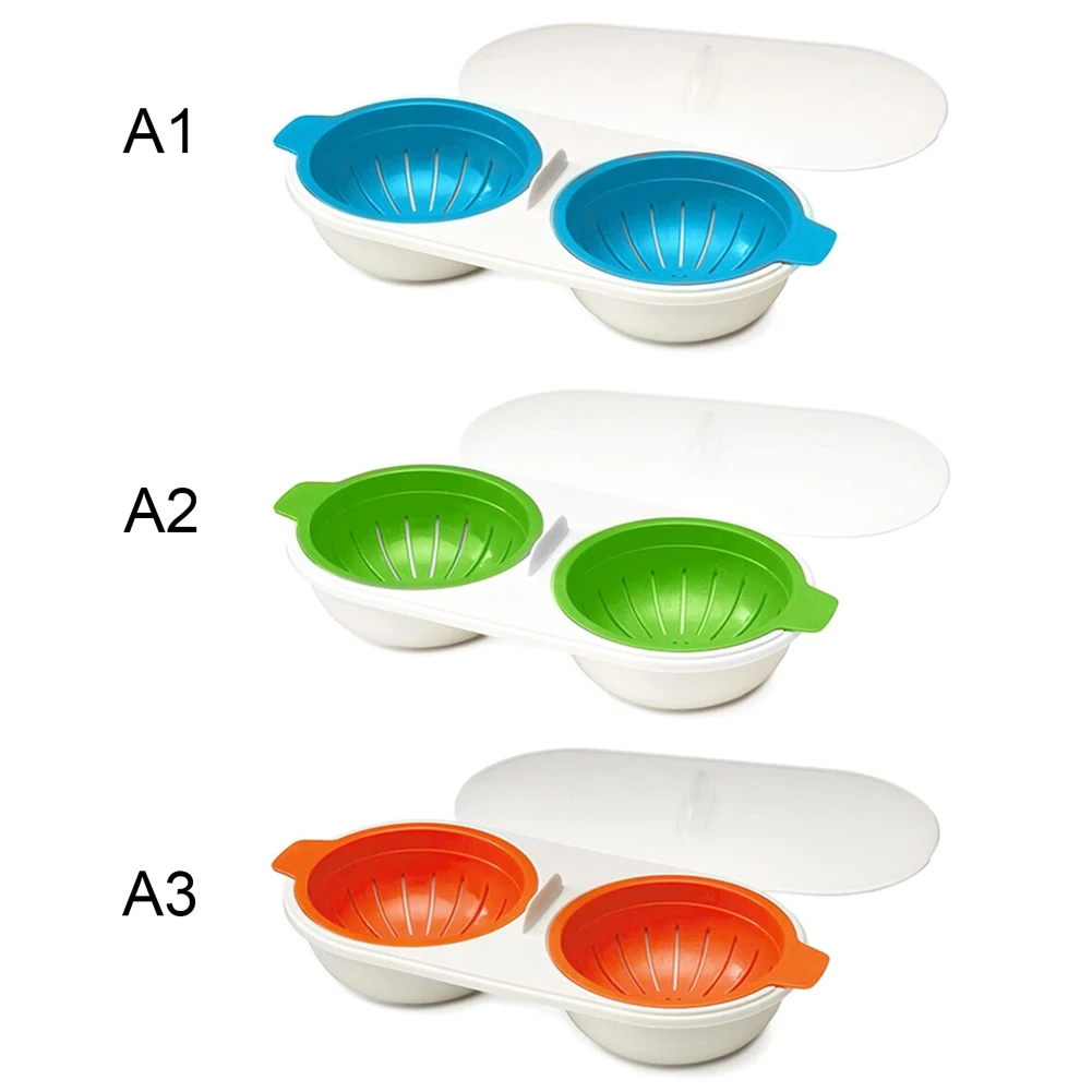 Double Cup Microwave Egg ?Poaching Cups,Food Grade Cookware Non-Stick Feature Steamer Kitchen Gadg Microwave Ovens Cooking Tools Kitchen Steamed Egg Set TTYJWDWY 2 PCS Draining Egg Boiler Blue 