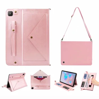 

Strap Solid PU Leather Wallet Tablet Case for Samsung Galaxy Tab S6 Lite P610 P615 10.4'' Case Shockproof Cover Kickstand Shell