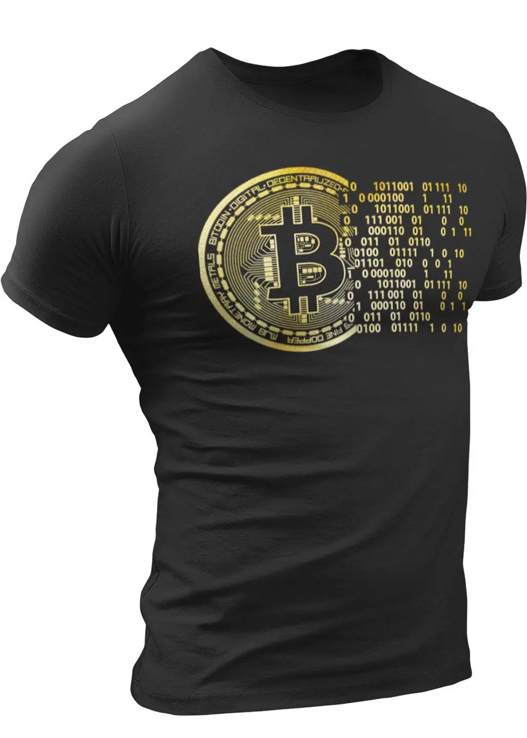 Golden Bitcoin T-Shirt for Crypto Currency Miners Black Vintage Shirt Standard Coin | Мужская одежда