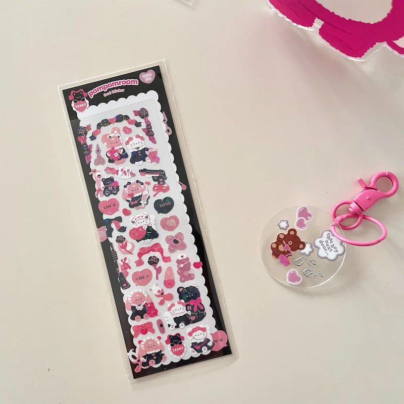 1Pc Ins Cute Cartoon Animal Laser Sticker Flakes Idol Card Deco Scrapbook DIY Material Decoration Kawaii Stationery Stickers