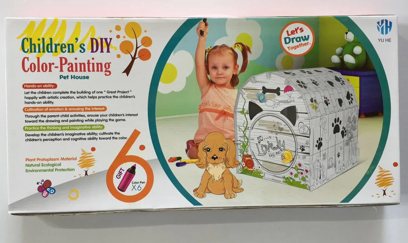 DIY Graffiti Science Color Painting Paper House Kindergarten CHILDREN'S Toy Stereo Hand-Painted Educational Jigsaw Puzzle Fight