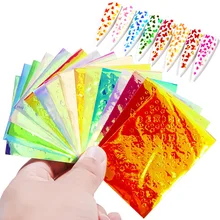 16 шт голографическая бабочка звезды наклейки для ногтей s 3D тонкая Лазерная полоска Наклейка Бабочка Дизайн ногтей переводная Наклейка Набор декораций