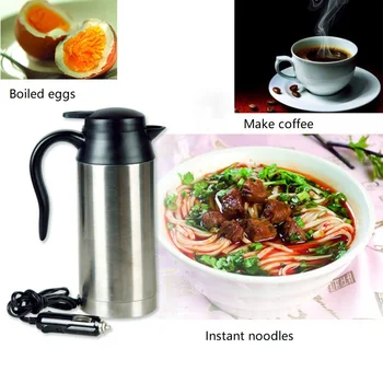 

Stainless Steel 12V/24V Electric Kettle 750ml In-Car Travel Trip Coffee Tea Heated Mug Motor Hot Water For Car Or Truck Use