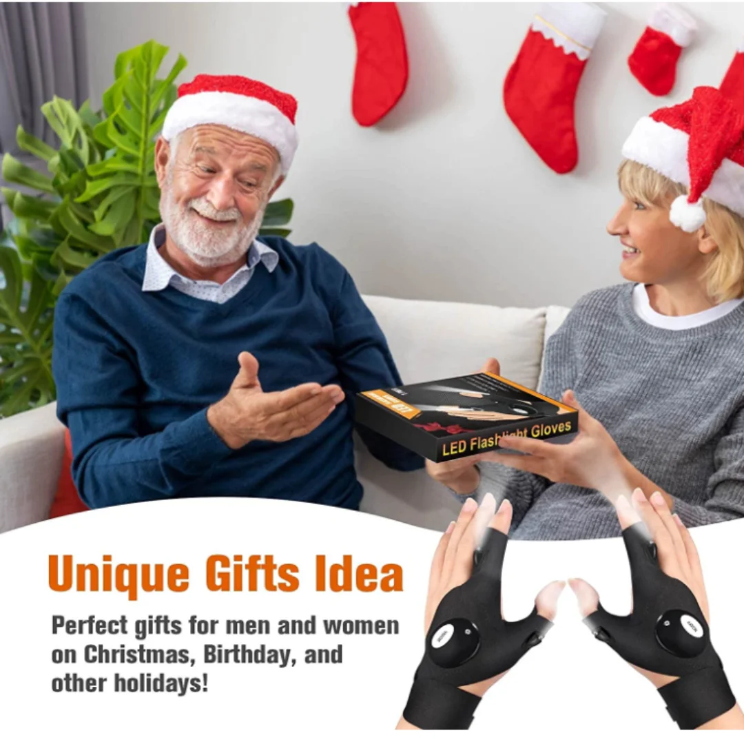 LED Flashlights Gloves for Men Gifts for Christmas Stocking Stuffers Birthday Gifts Dad Hands-Free Lights Gloves led flashlight