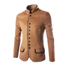 Зимний шерстяной Блейзер, мужской костюм, пиджак со стоячим воротником, Повседневный, высокое качество, приталенный, terno masculino, мужской костюм, мужской костюм, d91004